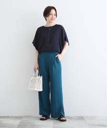 INDIVI | 【洗える/UVケア/SETUP可能】裾スリットセミワイドパンツ(その他パンツ)