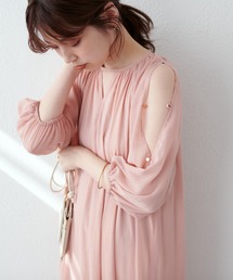 natural couture | さりげない肌見せが魅力 シアー楊柳スリットデザインワンピース(ワンピース)