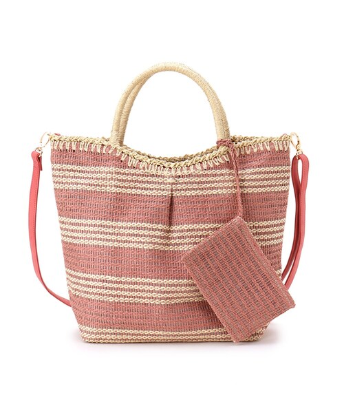 SHOO・LA・RUE（シューラルー）の「◆タックボーダーペーパートート（トートバッグ・レディース・ブラウン系その他4/ピンク系7/ブルー系2・00）」の3枚目の写真