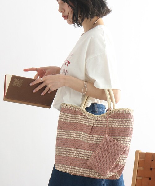 SHOO・LA・RUE（シューラルー）の「◆タックボーダーペーパートート（トートバッグ・レディース・ブラウン系その他4/ピンク系7/ブルー系2・00）」の4枚目の写真