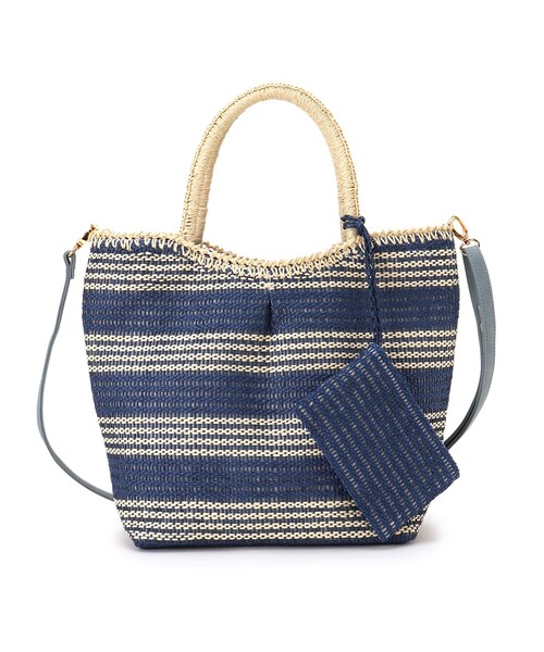 SHOO・LA・RUE（シューラルー）の「◆タックボーダーペーパートート（トートバッグ・レディース・ブラウン系その他4/ピンク系7/ブルー系2・00）」の5枚目の写真