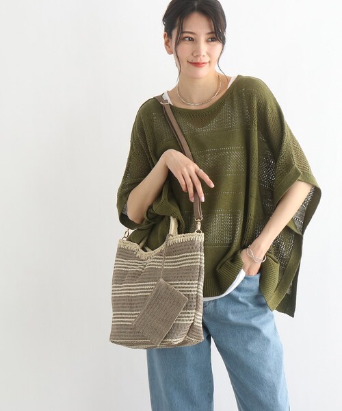 SHOO・LA・RUE（シューラルー）の「◆タックボーダーペーパートート（トートバッグ・レディース・ブラウン系その他4/ピンク系7/ブルー系2・00）」の14枚目の写真