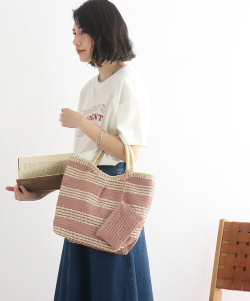 SHOO・LA・RUE（シューラルー）の「◆タックボーダーペーパートート（トートバッグ・レディース・ブラウン系その他4/ピンク系7/ブルー系2・00）」の17枚目の写真