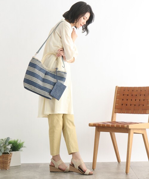 SHOO・LA・RUE（シューラルー）の「◆タックボーダーペーパートート（トートバッグ・レディース・ブラウン系その他4/ピンク系7/ブルー系2・00）」の21枚目の写真