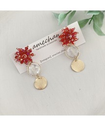 【amechan】ビーズフラワー× 満月(ピアス)(MA)