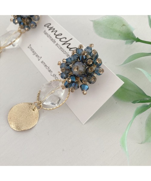 tone（トーン）の「【amechan】ビーズフラワー×　満月（ピアス）(MA)（ピアス（両耳用）・レディース・クリア/グレー/ボルドー/ブラウン/ブルー/レッド/グリーン/ピンク・FREE）」の16枚目の写真