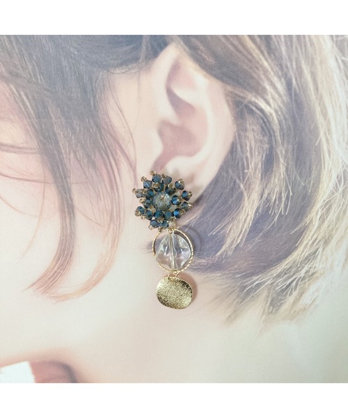 tone（トーン）の「【amechan】ビーズフラワー×　満月（ピアス）(MA)（ピアス（両耳用）・レディース・クリア/グレー/ボルドー/ブラウン/ブルー/レッド/グリーン/ピンク・FREE）」の17枚目の写真