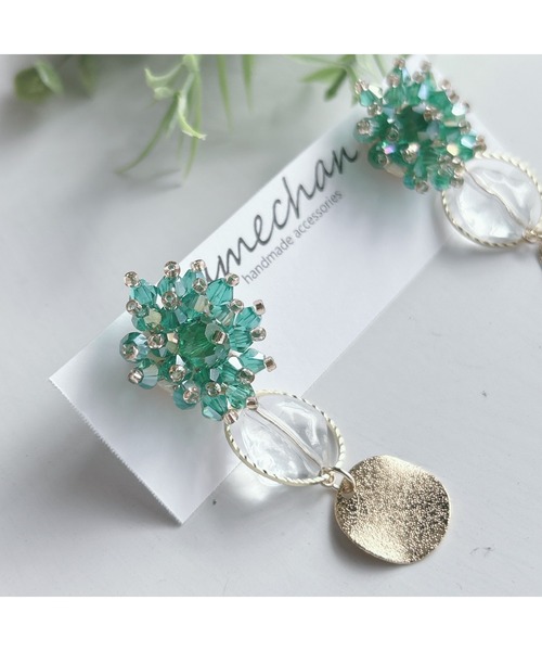 tone（トーン）の「【amechan】ビーズフラワー×　満月（ピアス）(MA)（ピアス（両耳用）・レディース・クリア/グレー/ボルドー/ブラウン/ブルー/レッド/グリーン/ピンク・FREE）」の21枚目の写真
