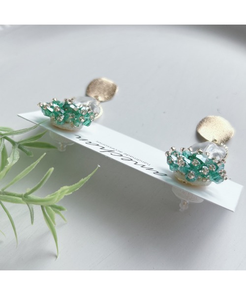 tone（トーン）の「【amechan】ビーズフラワー×　満月（ピアス）(MA)（ピアス（両耳用）・レディース・クリア/グレー/ボルドー/ブラウン/ブルー/レッド/グリーン/ピンク・FREE）」の22枚目の写真