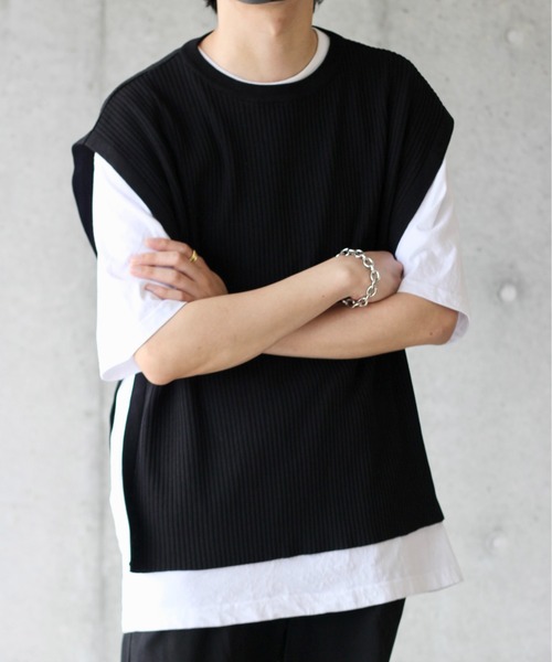 y/m by れぽすけ(イムバイレポスケ)の「サイドベルトプリーツベスト(ベスト・メンズ・ブラック/ベージュ・FREE)」の11枚目の写真