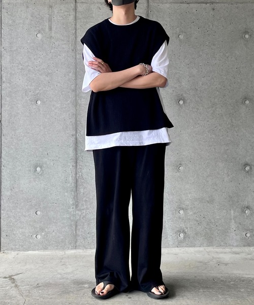 y/m by れぽすけ(イムバイレポスケ)の「サイドベルトプリーツベスト(ベスト・メンズ・ブラック/ベージュ・FREE)」の17枚目の写真