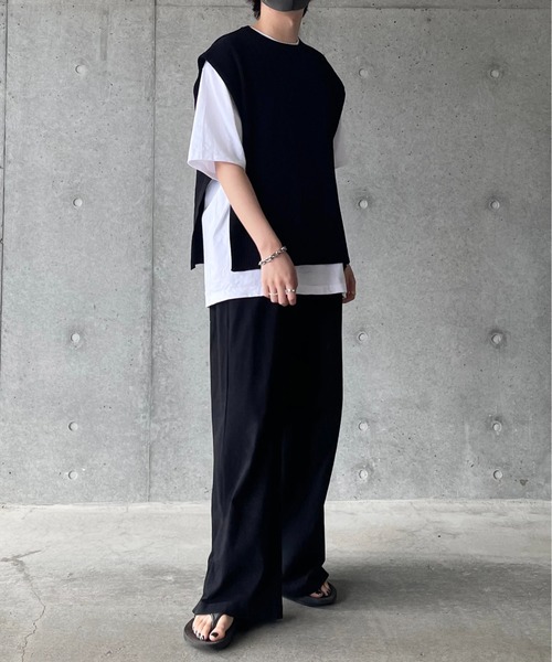 y/m by れぽすけ(イムバイレポスケ)の「サイドベルトプリーツベスト(ベスト・メンズ・ブラック/ベージュ・FREE)」の18枚目の写真