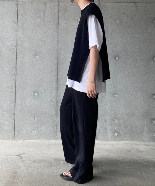 y/m by れぽすけ(イムバイレポスケ)の「サイドベルトプリーツベスト(ベスト・メンズ・ブラック/ベージュ・FREE)」の20枚目の写真