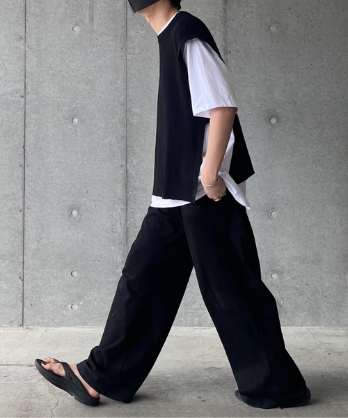 y/m by れぽすけ(イムバイレポスケ)の「サイドベルトプリーツベスト(ベスト・メンズ・ブラック/ベージュ・FREE)」の22枚目の写真