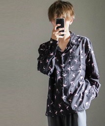 ポリ総柄オープンシャツLS レディース メンズ