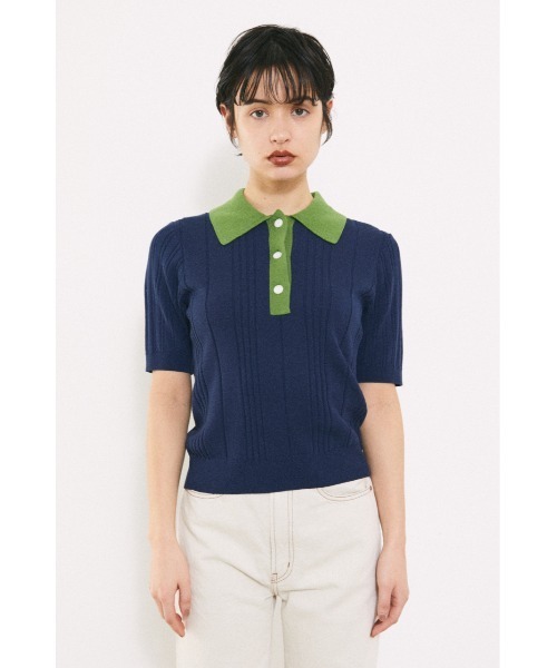 BLACK BY MOUSSY（ブラックバイマウジー）の「bicolor tops（バイカラートップス）（ニット/セーター・レディース・ネイビー/レッド・FREE）」の2枚目の写真
