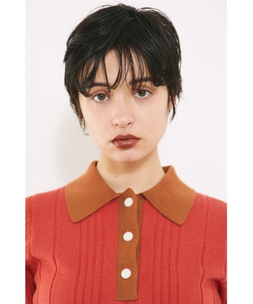 BLACK BY MOUSSY（ブラックバイマウジー）の「bicolor tops（バイカラートップス）（ニット/セーター・レディース・ネイビー/レッド・FREE）」の8枚目の写真