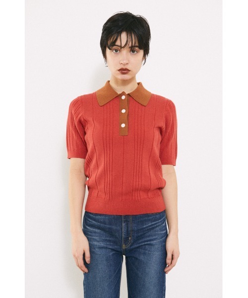 BLACK BY MOUSSY（ブラックバイマウジー）の「bicolor tops（バイカラートップス）（ニット/セーター・レディース・ネイビー/レッド・FREE）」の5枚目の写真