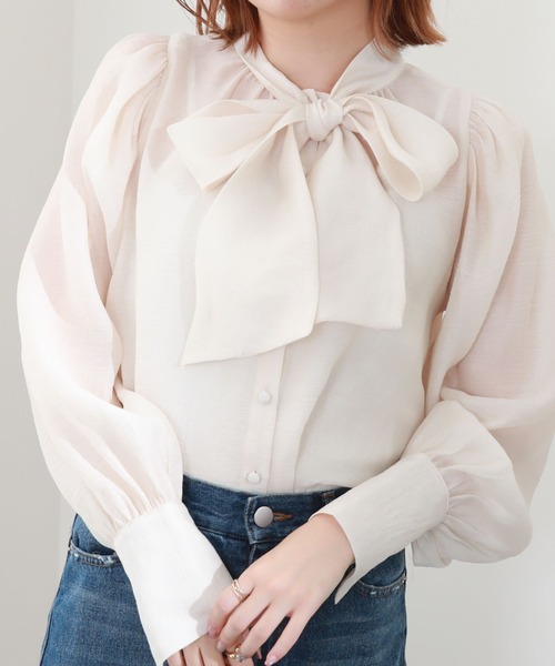 archives（アルシーヴ）の「２ＷＡＹボウタイパワショルブラウス（シャツ/ブラウス・レディース・ブラック/アイボリー/ピンクベージュ・MEDIUM）」の11枚目の写真
