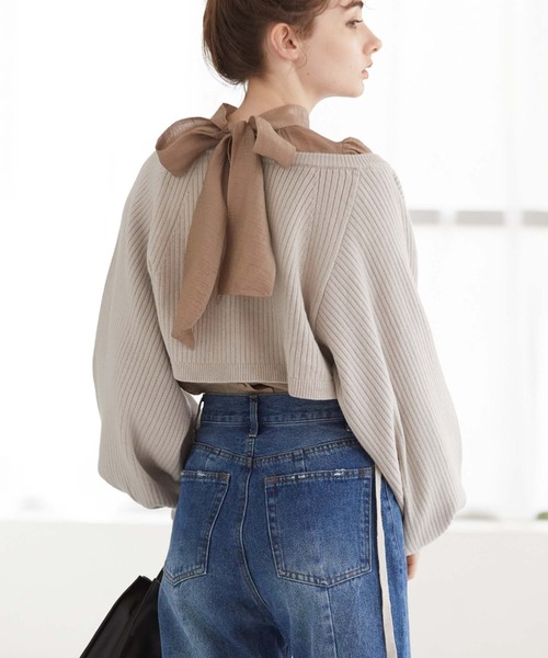 archives（アルシーヴ）の「２ＷＡＹボウタイパワショルブラウス（シャツ/ブラウス・レディース・ブラック/アイボリー/ピンクベージュ・MEDIUM）」の6枚目の写真