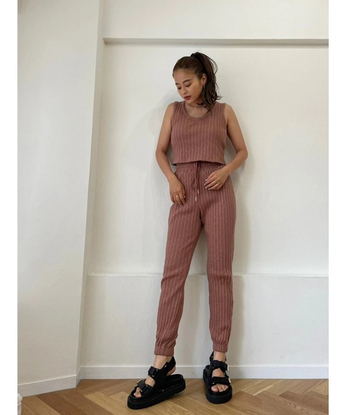 TRUNC（トランクエイティーエイト）の「Cut-rib Tank Setup（サロペット/オーバーオール・レディース・グレー/テラコッタ・FREE）」の6枚目の写真