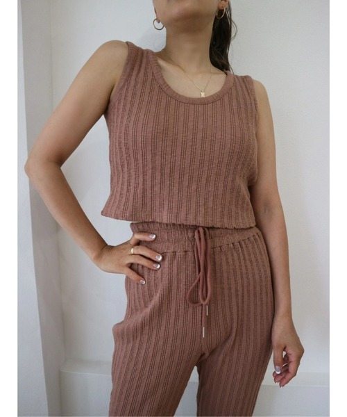 TRUNC（トランクエイティーエイト）の「Cut-rib Tank Setup（サロペット/オーバーオール・レディース・グレー/テラコッタ・FREE）」の4枚目の写真