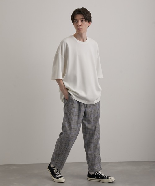 ✨美品✨ Drawer グレンチェックドロストパンツ グリーン系 38 Drawer（ドゥロワー）の「Drawer グレンチェックドロストパンツ