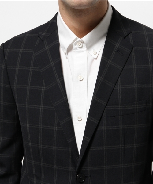 417 EDIFICE（フォーワンセブンエディフィス）の「◇DRESS / ドレス : W/Pウィンドペン 2ボタンジャケット（テーラードジャケット・メンズ・チャコールグレー/ネイビー・MEDIUM/SMALL/LARGE）」の9枚目の写真