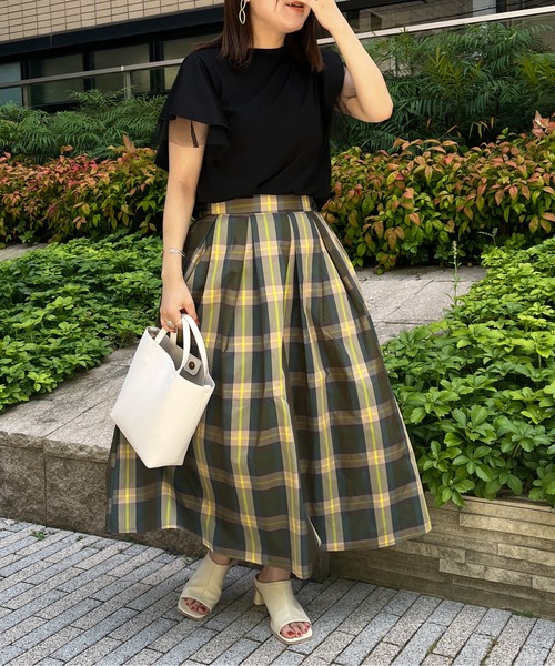 Chez toi（シェトワ）の「大判チェックメモリータフタスカート
