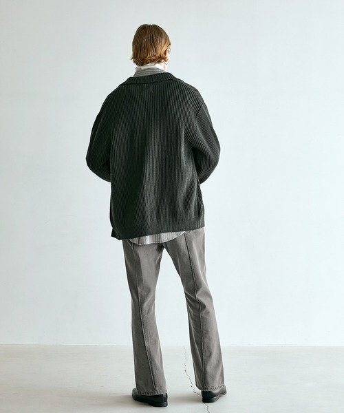 EMMA CLOTHES（エマクローズ）の「ルーズフレアブーツカット ピンタックデニムパンツ EMMA CLOTHES（デニムパンツ・メンズ・ライトグレー/ネイビー/グレー/インディゴブルー/ライトインディゴブルー・S/M/L）」の12枚目の写真