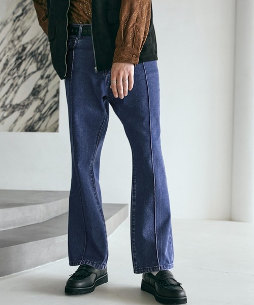 EMMA CLOTHES（エマクローズ）の「ルーズフレアブーツカット ピンタックデニムパンツ EMMA CLOTHES（デニムパンツ・メンズ・ライトグレー/ネイビー/グレー/インディゴブルー/ライトインディゴブルー・S/M/L）」の15枚目の写真