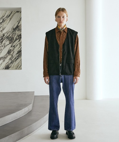 EMMA CLOTHES（エマクローズ）の「ルーズフレアブーツカット ピンタックデニムパンツ EMMA CLOTHES（デニムパンツ・メンズ・ライトグレー/ネイビー/グレー/インディゴブルー/ライトインディゴブルー・S/M/L）」の17枚目の写真