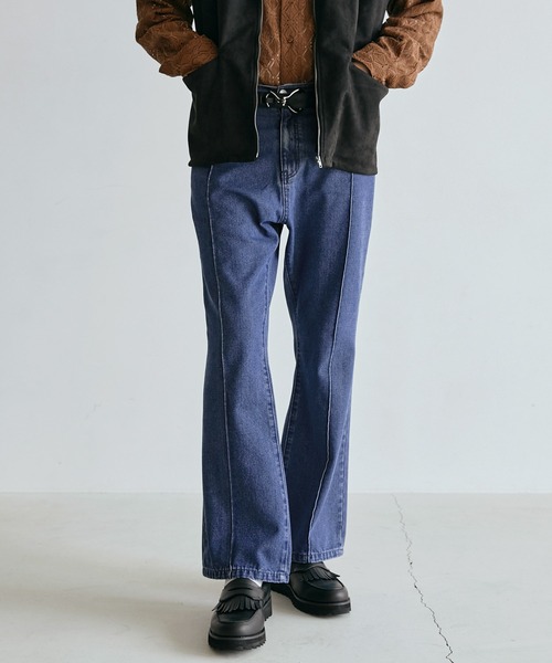 EMMA CLOTHES（エマクローズ）の「ルーズフレアブーツカット ピンタックデニムパンツ EMMA CLOTHES（デニムパンツ・メンズ・ライトグレー/ネイビー/グレー/インディゴブルー/ライトインディゴブルー・S/M/L）」の20枚目の写真