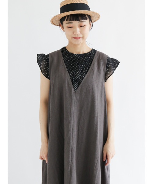 Samansa Mos2（サマンサ モスモス）の「シャーリングブラウス（シャツ/ブラウス・レディース・ブラック/パープル/グリーン/キナリ・ﾌﾘ-）」の3枚目の写真