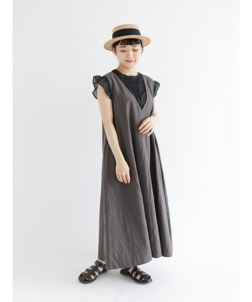 Samansa Mos2（サマンサ モスモス）の「シャーリングブラウス（シャツ/ブラウス・レディース・ブラック/パープル/グリーン/キナリ・ﾌﾘ-）」の7枚目の写真