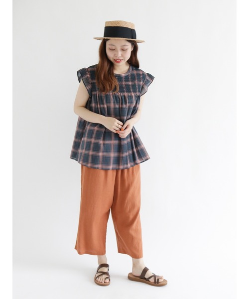 Samansa Mos2（サマンサ モスモス）の「シャーリングブラウス（シャツ/ブラウス・レディース・ブラック/パープル/グリーン/キナリ・ﾌﾘ-）」の16枚目の写真