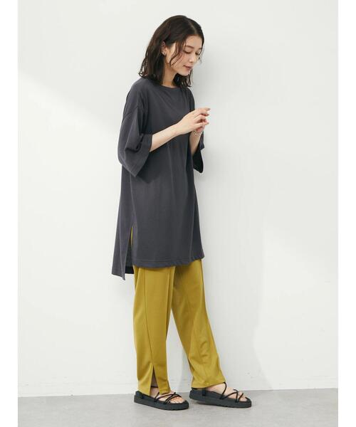 Green Parks(グリーンパークス)の「ボートネックスリットチュニック(Tシャツ/カットソー・レディース・グレイッシュベージュ/ブルー/ダークグレー・FREE)」の5枚目の写真