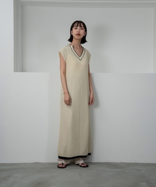 lawgy（ラウジー）の「color scheme line vest op（ワンピース・レディース・ベージュ/アイボリー・FREE）」の5枚目の写真