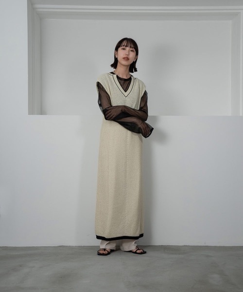 lawgy（ラウジー）の「color scheme line vest op（ワンピース・レディース・ベージュ/アイボリー・FREE）」の13枚目の写真