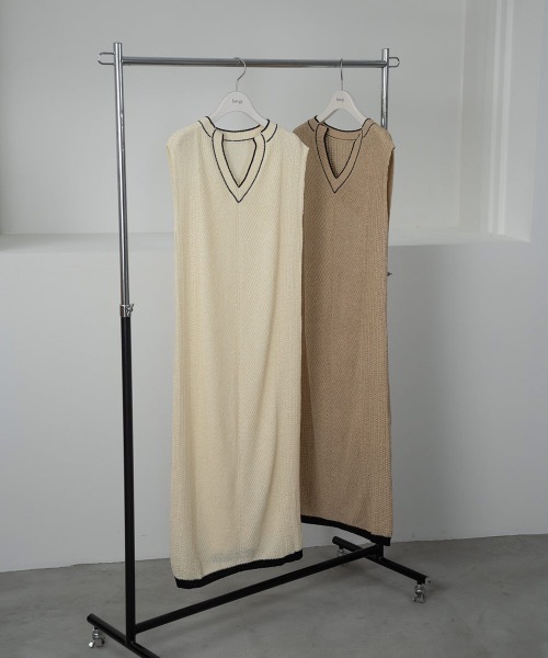 lawgy（ラウジー）の「color scheme line vest op（ワンピース・レディース・ベージュ/アイボリー・FREE）」の4枚目の写真