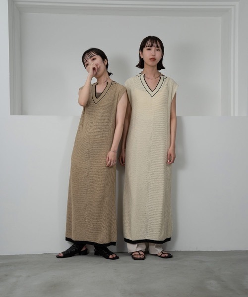 lawgy（ラウジー）の「color scheme line vest op（ワンピース・レディース・ベージュ/アイボリー・FREE）」の9枚目の写真