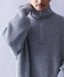 FREAK'S STORE | WEB限定 ビッグシルエット 畔編み ハーフジップニット/ルーズフィット(ニット/セーター)