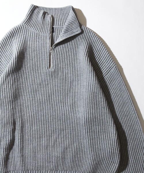 FREAK'S STORE（フリークスストア）の「WEB限定 ビッグシルエット 畔編み ハーフジップニット/ルーズフィット（ニット/セーター・メンズ・ダークグリーン/ブラック/イエロー/グレー/ネイビー・LARGE/MEDIUM/SMALL）」の16枚目の写真