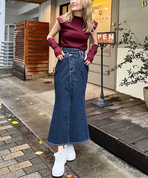 SPIRALGIRL（スパイラルガール）の「アームウォーマー付きリブトップス（Tシャツ/カットソー・レディース・ホワイト/ボルドー/ブラック・FREE）」の9枚目の写真