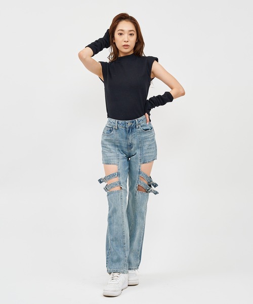 SPIRALGIRL（スパイラルガール）の「アームウォーマー付きリブトップス（Tシャツ/カットソー・レディース・ホワイト/ボルドー/ブラック・FREE）」の13枚目の写真