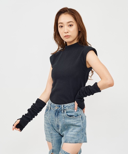 SPIRALGIRL（スパイラルガール）の「アームウォーマー付きリブトップス（Tシャツ/カットソー・レディース・ホワイト/ボルドー/ブラック・FREE）」の14枚目の写真