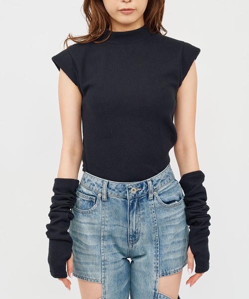 SPIRALGIRL（スパイラルガール）の「アームウォーマー付きリブトップス（Tシャツ/カットソー・レディース・ホワイト/ボルドー/ブラック・FREE）」の15枚目の写真