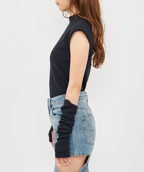 SPIRALGIRL（スパイラルガール）の「アームウォーマー付きリブトップス（Tシャツ/カットソー・レディース・ホワイト/ボルドー/ブラック・FREE）」の16枚目の写真