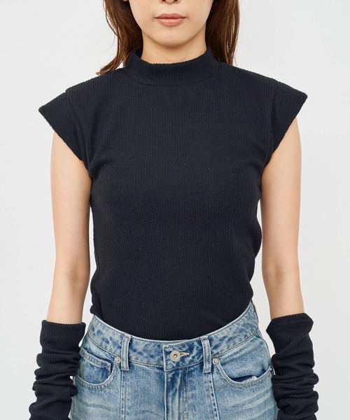 SPIRALGIRL（スパイラルガール）の「アームウォーマー付きリブトップス（Tシャツ/カットソー・レディース・ホワイト/ボルドー/ブラック・FREE）」の19枚目の写真