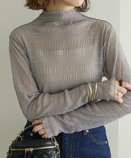 DISCOAT（ディスコート）の「【WEB限定】スモッキングハイネックプルオーバー（Tシャツ/カットソー・レディース・ブラック/グレー/ピンク/グリーン/アイボリー・FREE）」の20枚目の写真